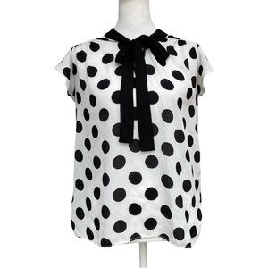 Ups & Downs Polka Dot Tie Neck Blouse